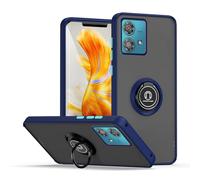 HAOYE Case for Motorla Moto Edge 40 Neo, Translucent Heavy Duty Shockproof Cover with Ring Holder Kickstand, Double Layer Silicone TPU + Hard PC Case. RoyalBlue