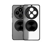 HAOYE Case for OPPO Reno 13F /Reno 13FS, 360° Full-Cover Lens Bumper with Magnetic Ring Stand | Shockproof Matte Shell with Electroplated Frame - Black