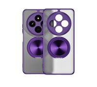 HAOYE Case for OPPO Reno 13F /Reno 13FS, 360° Full-Cover Lens Bumper with Magnetic Ring Stand | Shockproof Matte Shell with Electroplated Frame - Purple