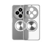 HAOYE Case for OPPO Reno 13F /Reno 13FS, 360° Full-Cover Lens Bumper with Magnetic Ring Stand | Shockproof Matte Shell with Electroplated Frame - Gray