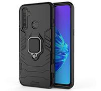 HAOYE Case for Realme 6i, 360 degree Rotating Ring Holder Kickstand Heavy Duty Armor Shockproof Cover, Double Layer Design Silicone TPU + Hard PC Case with Magnetic Car Mount. Black