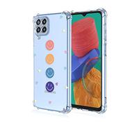 HAOYE Case for Samsung Galaxy M33 5G, [Fresh Color Painting Style] Transparent Back Shockproof Flexible Slim Soft Silicone Rubber TPU Bumper Cover Case, Smile