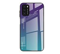 HAOYE Case Suitable for Honor X5C 4G / X5C Plus 4G, Gradient Color Scratch Proof Tempered Glass Back Cover + Slim Thin Fit with Silicone TPU Border(3)