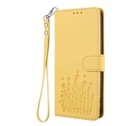 HAOYE Floral Leather Case for OnePLus Nord 2T 5G, Multi-Pocket Wallet Cover with Magnetic Buckle Shell, Foldable Stand & Shockproof TPU Bumper - Yellow