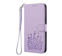 HAOYE Floral Leather Case for OPPO Reno 13F /Reno 13FS, Multi-Pocket Wallet Cover with Magnetic Buckle Shell, Foldable Stand & Shockproof TPU Bumper - Light Purple