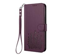 HAOYE Floral Leather Case for Sony Xperia 1 VII, Multi-Pocket Wallet Cover with Magnetic Buckle Shell, Foldable Stand & Shockproof TPU Bumper - Dark Purple
