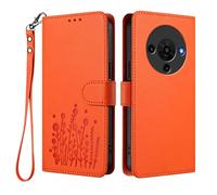 HAOYE Floral Leather Case for ZTE Blade A76 5G, Multi-Pocket Wallet Cover with Magnetic Buckle Shell, Foldable Stand & Shockproof TPU Bumper - Orange