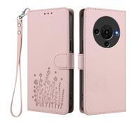 HAOYE Floral Leather Case for ZTE Blade A76 5G, Multi-Pocket Wallet Cover with Magnetic Buckle Shell, Foldable Stand & Shockproof TPU Bumper - Pink