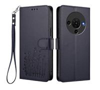 HAOYE Floral Leather Case for ZTE Blade A76 5G, Multi-Pocket Wallet Cover with Magnetic Buckle Shell, Foldable Stand & Shockproof TPU Bumper - Blue
