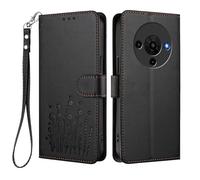 HAOYE Floral Leather Case for ZTE Blade A76 5G, Multi-Pocket Wallet Cover with Magnetic Buckle Shell, Foldable Stand & Shockproof TPU Bumper - Black