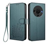 HAOYE Floral Leather Case for ZTE Blade A76 5G, Multi-Pocket Wallet Cover with Magnetic Buckle Shell, Foldable Stand & Shockproof TPU Bumper - Dark Green
