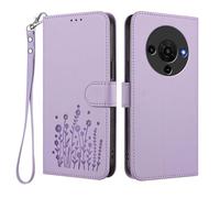 HAOYE Floral Leather Case for ZTE Blade A76 5G, Multi-Pocket Wallet Cover with Magnetic Buckle Shell, Foldable Stand & Shockproof TPU Bumper - Light Purple