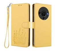 HAOYE Floral Leather Case for ZTE Blade A76 5G, Multi-Pocket Wallet Cover with Magnetic Buckle Shell, Foldable Stand & Shockproof TPU Bumper - Yellow