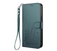 HAOYE Floral Leather Case for ZTE Blade V80 Max, Multi-Pocket Wallet Cover with Magnetic Buckle Shell, Foldable Stand & Shockproof TPU Bumper - Dark Green