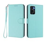 HAOYE Leather Case for OPPO A36 / A76 / Realme 9i with Wallet Cover - Magnetic Shell, Card Slots& Hand Strap, and Stand Bumper for Full Protection - Light Green