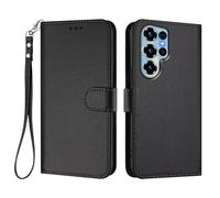 HAOYE Leather Case for Oukitel C68 with Wallet Cover - Magnetic Shell, Card Slots& Hand Strap, and Stand Bumper for Full Protection - Black