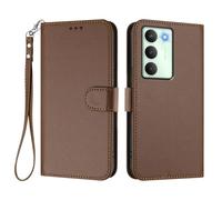 HAOYE Leather Case for Realme 14X 5G with Wallet Cover - Magnetic Shell, Card Slots& Hand Strap, and Stand Bumper for Full Protection - Brown