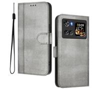 HAOYE Leather Wallet Case for CUBOT X100(2025) - Flip Cover Folding Shockproof Magnetic Suction Stand Function & Card Slot | Retro Shell - Gray