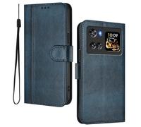 HAOYE Leather Wallet Case for CUBOT X100(2025) - Flip Cover Folding Shockproof Magnetic Suction Stand Function & Card Slot | Retro Shell - Dark Blue