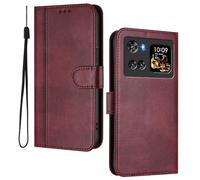 HAOYE Leather Wallet Case for CUBOT X100(2025) - Flip Cover Folding Shockproof Magnetic Suction Stand Function & Card Slot | Retro Shell - Red