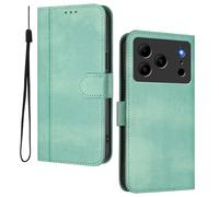 HAOYE Leather Wallet Case for Doogee Note 56 - Flip Cover Folding Shockproof Magnetic Suction Stand Function & Card Slot | Retro Shell - Light Green