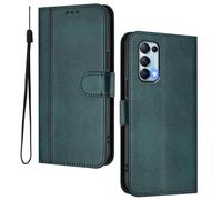 HAOYE Leather Wallet Case for OPPO Find X3 Lite - Flip Cover Folding Shockproof Magnetic Suction Stand Function & Card Slot | Retro Shell - Dark Green