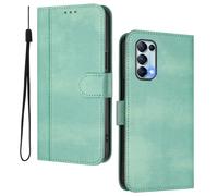 HAOYE Leather Wallet Case for OPPO Find X3 Lite - Flip Cover Folding Shockproof Magnetic Suction Stand Function & Card Slot | Retro Shell - Light Green