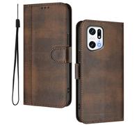 HAOYE Leather Wallet Case for OPPO Find X5 pro - Flip Cover Folding Shockproof Magnetic Suction Stand Function & Card Slot | Retro Shell - Brown