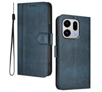 HAOYE Leather Wallet Case for OPPO Find X9 - Flip Cover Folding Shockproof Magnetic Suction Stand Function & Card Slot | Retro Shell - Dark Blue