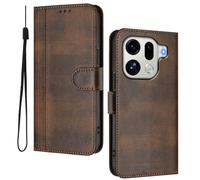 HAOYE Leather Wallet Case for OPPO Find X9 Pro - Flip Cover Folding Shockproof Magnetic Suction Stand Function & Card Slot | Retro Shell - Brown