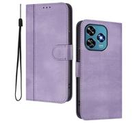 HAOYE Leather Wallet Case for Oukitel C51 - Flip Cover Folding Shockproof Magnetic Suction Stand Function & Card Slot | Retro Shell - Purple