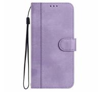 HAOYE Leather Wallet Case for Realme GT 6 / Realme GT 6T - Flip Cover Folding Shockproof Magnetic Suction Stand Function & Card Slot | Retro Shell - Purple