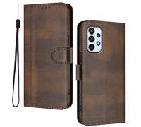 HAOYE Leather Wallet Case for Samsung Galaxy A23 5G / 4G - Flip Cover Folding Shockproof Magnetic Suction Stand Function & Card Slot | Retro Shell - Brown