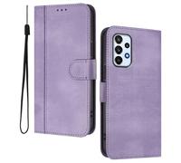HAOYE Leather Wallet Case for Samsung Galaxy A23 5G / 4G - Flip Cover Folding Shockproof Magnetic Suction Stand Function & Card Slot | Retro Shell - Purple