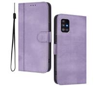 HAOYE Leather Wallet Case for Samsung Galaxy A51 - Flip Cover Folding Shockproof Magnetic Suction Stand Function & Card Slot | Retro Shell - Purple