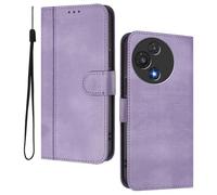 HAOYE Leather Wallet Case for TCL 60R 5G - Flip Cover Folding Shockproof Magnetic Suction Stand Function & Card Slot | Retro Shell - Purple