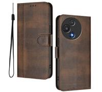 HAOYE Leather Wallet Case for TCL 60R 5G - Flip Cover Folding Shockproof Magnetic Suction Stand Function & Card Slot | Retro Shell - Brown