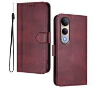HAOYE Leather Wallet Case for VIVO V50 Lite 5G / 4G - Flip Cover Folding Shockproof Magnetic Suction Stand Function & Card Slot | Retro Shell - Red