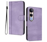 HAOYE Leather Wallet Case for VIVO V50 Lite 5G / 4G - Flip Cover Folding Shockproof Magnetic Suction Stand Function & Card Slot | Retro Shell - Purple