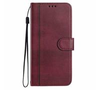 HAOYE Leather Wallet Case for VIVO V60 Lite 5G - Flip Cover Folding Shockproof Magnetic Suction Stand Function & Card Slot | Retro Shell - Red