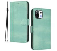 HAOYE Leather Wallet Case for Xiaomi Mi 11 Lite 5G / 4G / 11 Lite 5G NE - Flip Cover Folding Shockproof Magnetic Suction Stand Function & Card Slot | Retro Shell - Light Green