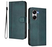 HAOYE Leather Wallet Case for Xiaomi Poco X7 Pro 5G - Flip Cover Folding Shockproof Magnetic Suction Stand Function & Card Slot | Retro Shell - Dark Green