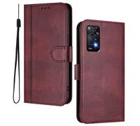 HAOYE Leather Wallet Case for Xiaomi Redmi Note 11 Pro 5G/4G / Note 12 Pro 4G - Flip Cover Folding Shockproof Magnetic Suction Stand Function & Card Slot | Retro Shell - Red
