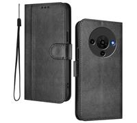 HAOYE Leather Wallet Case for ZTE Blade A76 5G - Flip Cover Folding Shockproof Magnetic Suction Stand Function & Card Slot | Retro Shell - Black