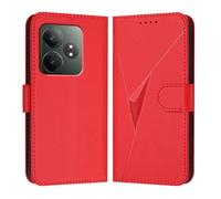 HAOYE Luxury Leather Case for Realme GT 6 / Realme GT 6T - Magnetic Closure Wallet Cover with Multi-Angle Stand & Premium Protection Shell - Red