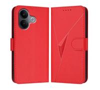 HAOYE Luxury Leather Case for VIVO V60 Lite 5G - Magnetic Closure Wallet Cover with Multi-Angle Stand & Premium Protection Shell - Red