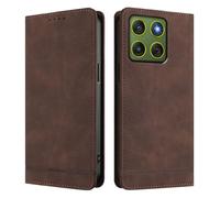 HAOYE Luxury Leather Wallet Case for Motorola Moto Edge 70 5G / X70 Air - RFID Secure Magnetic Flip Cover with Stand Feature & Shock-Absorbing Bumper Shell - Brown
