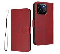 HAOYE Premium Leather Case for Honor 400 Smart, Wallet Cover with Magnetic Closure/With Card Slot, RFID Protection, Anti-Fingerprint and Stand - Wine Red