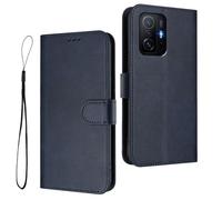 HAOYE Premium Leather Case for Xiaomi 11T / 11T Pro, Wallet Cover with Magnetic Closure/With Card Slot, RFID Protection, Anti-Fingerprint and Stand - Blue