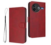 HAOYE Premium Leather Case for Xiaomi Poco F7 Pro, Wallet Cover with Magnetic Closure/With Card Slot, RFID Protection, Anti-Fingerprint and Stand - Wine Red